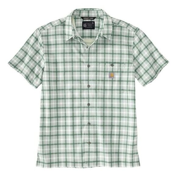 Carhartt Men's Force Sun Defender Rugged Flex Plaid Short Sleeve Shirt Green XL - Picture 9 of 9